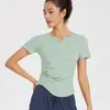 Hermosa Ropa de Yoga con Almohadillas en el Pecho para Mujer, Tops de Manga Corta, Ropa Deportiva Ajustada para Fitness, Ropa de Entrenamiento de Pilates, Transpirable en Otoño