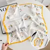 Pañuelo Floral Estilo Francés, Pañuelo Nuevo Azul Tipo Seda, Pañuelo Cuadrado Pequeño de 70 cm, Pañuelo para Cuello de Primavera y Otoño, Lazo para el Cabello, Pañuelo Decorativo para la Cabeza para Mujer
