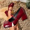 Comercio Exterior Transfronterizo Talla Europea Personalizado Punta Cuadrada Zapatos de Mujer Tacón Grueso Mary Jane de Una Tira Tacones Altos Talla Grande Zapatos de Trabajo