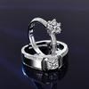 Anillo de pareja clásico abierto de seis garras estilo coreano para hombre y mujer, anillo de par de circón, anillo de diamante artificial, anillo para mujer, accesorios para boda
