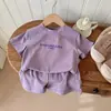 Trajes Casuales Holgados de Verano para Niños y Niñas con Letras Estampadas, Conjuntos para Hermanos, Pantalones Cortos de Manga Corta, Conjunto de Dos Piezas a la Moda