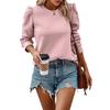 Roupas Femininas Transfronteiriças Europeias e Americanas, Novo Suéter Pulôver de Gola Redonda com Mangas Longas Bufantes, Moletom Solto com Relevo