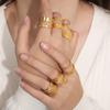 Anillo de línea de estilo simple con personalidad de moda de joyería de acero de titanio transfronterizo de estilo británico, serie de anillos de retención de color oro de 18 quilates