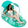 Tienda de Sol Inflable, Flotador Inflable de Protección Solar, Sillón Flotador para Piscina de Adultos, Bote Flotador con Portavasos, Silla Flotante con Toldo y Respaldo