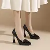 107-2 Salto Alto Fino Bico Fino Sexy para Mulheres Outono 2025 Novo Plataforma Impermeável Sapatos Não Cansativos para Mulheres