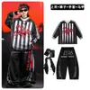 Ropa de Calle de Hip Hop de Moda para Niños Conjunto de Disfraz de Baile Rayado Negro para Niños Hip Hop Chicas Atuendo de Presentación Genial y Atractivo Masculino