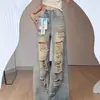 Calça jeans rasgada estilo americano 2026, nova coleção de outono, solta, retrô, slim fit, cintura alta, perna reta, comprimento até o chão