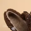 Outono/Inverno 2026 Novo Estilo Coreano Sapatos Peludos Infantis Sapatos Quentes de Laço para Meninas Sola Macia Botas Quentes