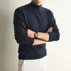 Suéter de Punto de Lana para Hombre Estilo New Old Money Otoño e Invierno, Cálido y Agradable para la Piel, Suéter Casual de Cuello Semi Alto, Ropa Versátil para Hombre