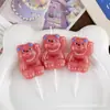 Decoração de vela para bolo de aniversário de urso rosa estilo ins transfronteiriço, topo de bolo para festa de feriado