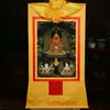 Buda Yuanhui Buda de la Longevidad Buda Buda Estatua de Buda Thangka Pintura Colgante Xizang Bronce Dorado Estucado Mural del Salón de Buda Tarjeta Negra Buda de la Longevidad Tres Estatuas