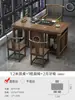 Balcón Apartamento Pequeño Mesa de Té y Sillas Combinación Nuevo Estilo Chino Madera Maciza Oficina Mesa de Café Una Mesa Cinco Sillas Hogar Mesa de Té Kung Fu