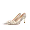 Sapatos de Casamento Francês 2026 Novo Estilo Sapatos de Noiva Cor Champagne Vestido de Casamento Hexiu Duas Formas Primavera e Outono Pés Não Cansados Salto Alto Absolutamente Lindo
