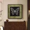 Arte de parede de sala de estar vintage estilo francês, pintura de armário de entrada com borboleta e floral, pintura decorativa retro de alta qualidade para sala de jantar e quarto