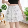 Falda corta dulce de lunares nueva talla grande, falda tipo pastel para mujer, falda blanca de verano de línea A de cintura alta adelgazante