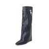 Botas de tacón alto de nuevo estilo con hebilla, cremallera lateral, botas de montar estilo europeo y americano, talla 40-45, talla grande, deseo botas de comercio exterior