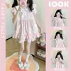 Pijama Ins Rosa Xadrez Estilo Japonês para Mulheres Verão Manga Curta Shorts Conjunto de Mangas Bufantes Roupa de Casa Fofa para Meninas