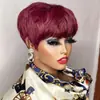 Pelucas Europeas y Americanas Transfronterizas para Mujer, Flequillo Despeinado de Lado, Cabello Corto, Degradado Teñido Dorado, Gorro de Fibra Química Recto o de Lado