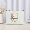 Bolsa de Maquiagem Floral Carta Casamento Presente para Madrinha Organizador de Cosméticos de Viagem Bolsa Lateral Estojo para Lápis Feminino Carteira
