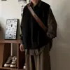Chaleco suéter de punto casual de cuello en V, ajuste holgado, estilo japonés para otoño e invierno, color sólido retro, unisex, adecuado para parejas, tanto para hombres como para mujeres