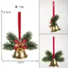Colgante de campana de Navidad con lazo rojo, adorno de piña y bayas, decoración para árbol de Navidad, decoración de regalo para colgar en la puerta