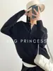 Estilo Boyfriend Estilo Old Money Gola Polo Estilo Escuro Tricô Outono e Inverno Lã Merino Suéter Solto 082