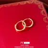 Aretes redondos de circonita chapados en oro real de 18 quilates, aretes elegantes vintage exquisitos de alta gama, aretes de moda de nicho para mujer
