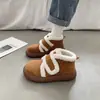 Botas de Nieve de Estilo Japonés para Mujer con Puntera Ancha y Velcro, Nuevo Modelo Invierno 2026, Forradas de Felpa, Engrosadas, Antideslizantes, Cálidas, Mocasines, Zapatos de Algodón