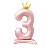 Globo Digital de Base de Pie de 42 Pulgadas, Corona de Princesa en Polvo, Globo de Niña para Fiesta de Cumpleaños y Aniversario