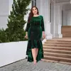 Vestido Formal de Terciopelo Super Largo con Mangas de Siete Puntos y Dobladillo Alto-Bajo para Mujer Tallas Grandes de Amazon
