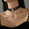 Gargantilla Punk Harajuku Japonesa y Coreana Estilo Soft Girl de Cuero PU Negro Cabeza de Gato Collar para Mujer Cadena para Clavícula Estilo Callejero de Influencer Cosplay