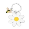 Colgante Llavero de Margarita con Tema de Abejas Transfronterizo para Bolsos y Llaves de Coche, Llavero Pequeño de Flor de Acero Inoxidable