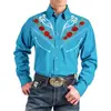Moda Masculina Transfronteriza Nueva Camisa Estampada Estilo Oeste Americano Camisa Suelta de Manga Larga Estampada
