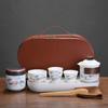 Conjunto de chá de viagem de porcelana branca jade gordura de carneiro de Dehua, um bule e quatro xícaras, portátil para exterior, xícara rápida, presente personalizado, luxo leve, requintado