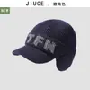 Boné de Baseball de Lã Tricotado de Inverno Masculino com Letras, Forrado com Fleece para Aquecimento, Boné de Baseball de Lã à Prova de Frio para Ciclismo ao Ar Livre