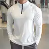 Talla Extra Grande 150 kg Ropa Deportiva de Manga Larga de Secado Rápido para Pareja para Hombres y Mujeres, Ropa de Fitness Ajustada, Camiseta de Entrenamiento de Media Cremallera para Primavera y Verano