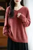 Suéter de Otoño e Invierno para Mujer Tallas Grandes, Corte Holgado para 90 kg, 100% Lana Pura, Prendas de Punto Talla Grande para Mujer para Primavera y Otoño