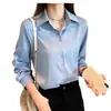 Camisa Sencilla de Color Sólido con Cuello en V de Tendencia para Primavera y Otoño, para Usar como Prenda Exterior con Diseño Único, Versátil y a la Moda, Top Básico