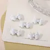 Serie Estilo Chanel Negro y Blanco Esmalte Camelia Textura Metálica Lazo Decoraciones para Uñas Materiales para Arte de Uñas con Flores Secas