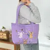 Nova Bolsa de Mão Bordada de Desenho Animado, Bonita e Macia, Bolsa de Ombro de Grande Capacidade, Bolsa Tote Versátil para o Dia a Dia em Algodão Acolchoado