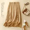 Falda midi de punto cruzado del sudeste asiático para primavera y otoño, talla grande, corte holgado, artística, retro, bordada, falda étnica de doble capa, adelgazante