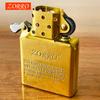 Marca ZORRO ZORRO Acero Inoxidable Cobre Cobre Original Moleteado Doble Recto Movimiento Encendedor Sello de Corazón