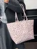 Estilo Coreano Nova Moda Tendência Estampa de Leopardo Bolsa de Ombro Design de Nicho Bolsa Tote Retrô Estilosa Bolsa Transversal Feminina de Grande Capacidade