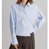 Camisa estilo francês, versátil, visual emagrecedor, casual, design assimétrico, camisa de manga comprida, estilo novo e solto