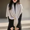 Xale de Lã Pura Tricotado para Mulheres 2025 Outono e Inverno Novo Estilo Cor Sólida Quente Multifuncional Lenço Triângulo Capa Top