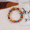 Jingdezhen Cerâmica Joias Nova Moda Flor Esmalte Contas Pulseira Multicolorida Lazer Estilo Étnico Pulseira Estudante Atacado