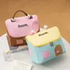 Bolsa de cosméticos pequeña de cuero para casa, bolsa de almacenamiento portátil linda de gran capacidad, bolsa de tocador de viaje compartimentada para mujer