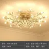 Lámpara de Techo de Cristal Americana para Sala de Estar Moderna Minimalista Europea Creativa Forma de Flor Araña LED Iluminación para Dormitorio Comedor