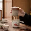 Juego de Té Portátil para Viaje Horno Ru Una Tetera Cuatro Tazas Lujo Ligero Camping al Aire Libre Cerámica Taza Rápida Regalo de Negocios