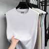 220g Amônia Líquida Patchwork de Algodão Romano Colete Masculino Fino Esportivo Amigo da Pele Respirável Meia-idade e Jovem High-end Sem Mangas Camiseta Masculina